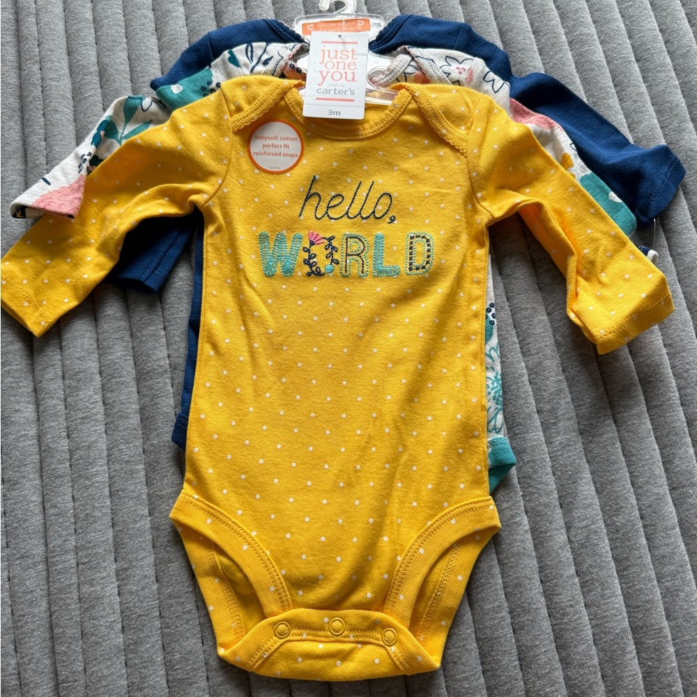 Carter's Yellow 'Hello World' Bodysuit